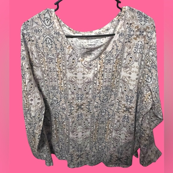 Women's Patterned Top - Cream and Gray - Picture 1 of 4
